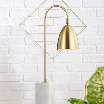 Ana 26" Gold Arched Metal with Marble Base LED Table Lamp - JONATHAN Y